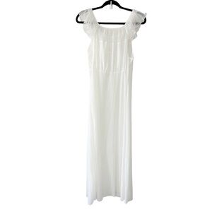 Vintage 40s 50s White Sheer Maxi Slip Dress Night Gown